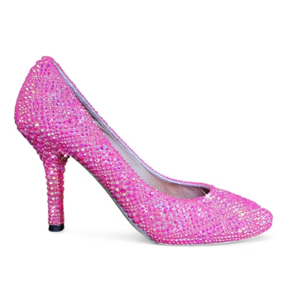 Dior Shoes - Dior Custom Hot Pink Crystal Rhinestone Strass Heels Size 37.5